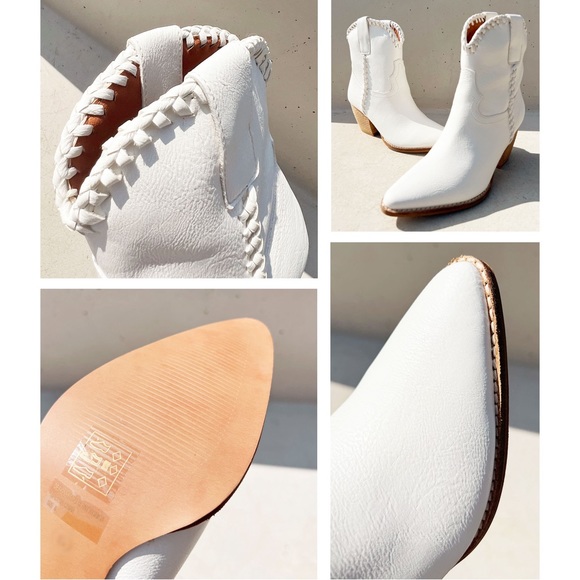 NEW Western Cowboy Whipstitched Ankle Boots
Pointy Toe Block Heel Distress White - Picture 11 of 16